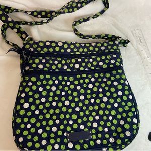 Vera Bradley Hipster Lucky Dots Purse Cross Body Blue Green Dots Quilted Bag